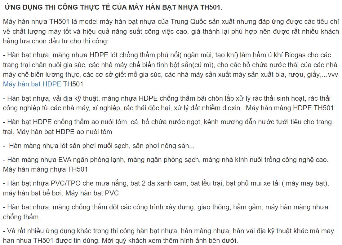 Máy hàn bạt HDPE ao nuôi tôm TH501